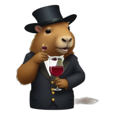 fancy capybara drinking wine sticker