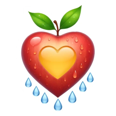 white heart with a raindrop pattern inside, apple emoji style sticker
