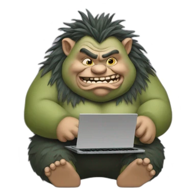 fat troll typing on a keyboard sticker