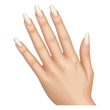 Regular hand, back of hand, index finger raised, woman’s hand, caucasian, long coffin, shaped nails, French manicure sticker