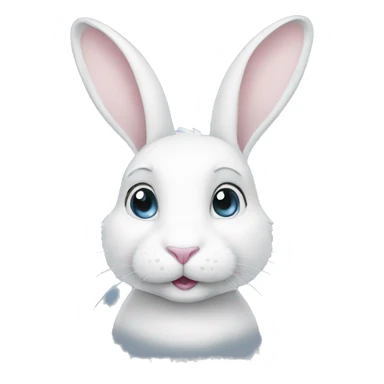 White rabbit blue eyes sticker