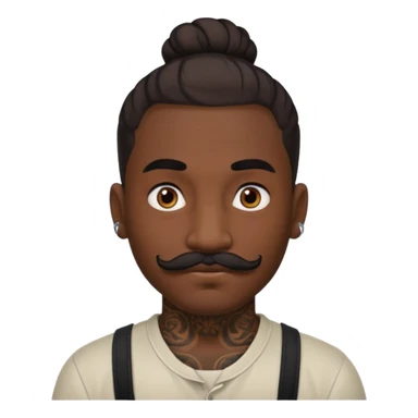 bun hair man and mustache and face tattoos very heavy sticker