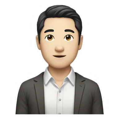man from japan with white skin and black hair, wear casual shirt  sticker