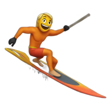 Philippe Katerine surfing with a broom on lava sticker