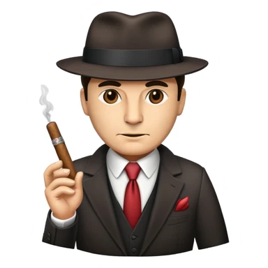 mafia boss with suit, fedora hat and cigar sticker