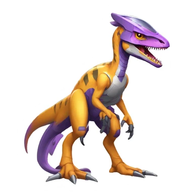 Colorful Edgy Velociraptor-Genesect-Fakémon-Pokémon wearing a with a futuristic helmet And suit Full Body sticker