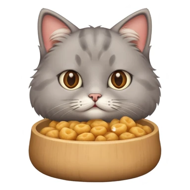 Gray cute cat eating food with cheeks full sticker
