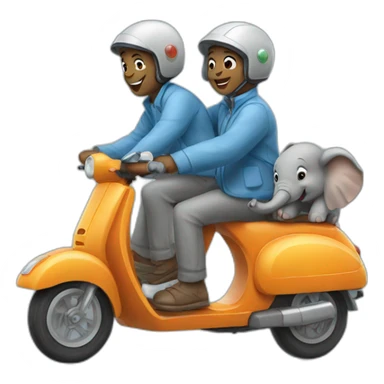 two elephants riding scooter sticker