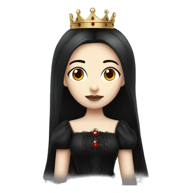 Queen gothic girl long dark black and red hair sticker