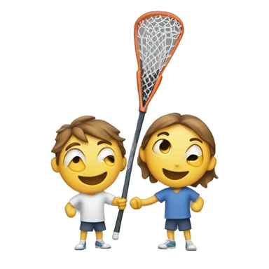 two kids with lacrosse sticks excited to see each other sticker