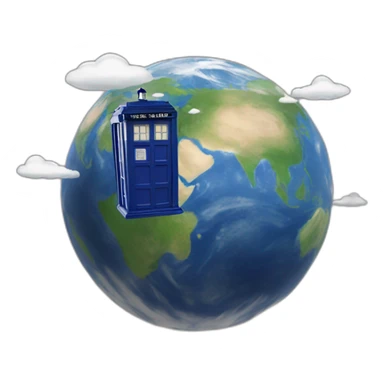 tardis flying arround the earth sticker