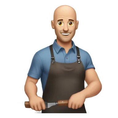 a bald guy grilling steak sticker
