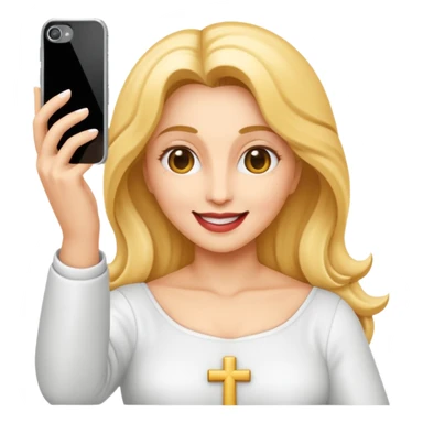 emoji della madonna vestita di BIANCO  con SCATTA UN SELFIE
 sticker