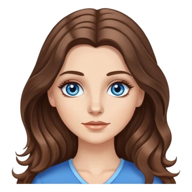 a white girl with really long slightly wavy brunette hair and brown highlights and blue eyes with long eyelashes  sticker