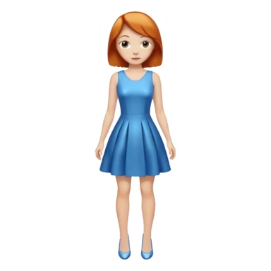 woman lshort ginger hair blue shiney dress full body sticker