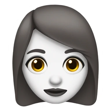 dark long hair big almond eyes white face sticker