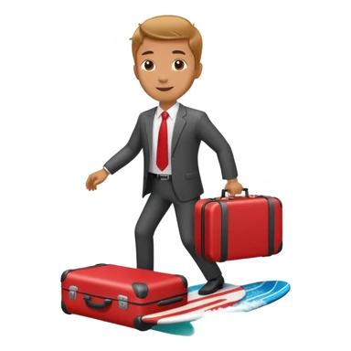 businessman surfing on a red suitcase sticker
