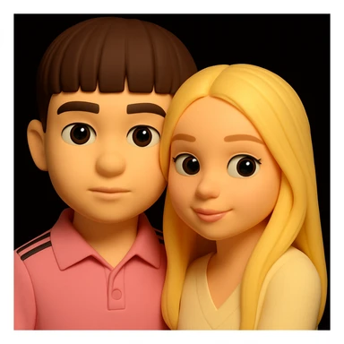 Combine both people from the provided images into one high quality 3D emoji, keeping the 3D emoji style and realistic details. Place them together harmoniously in a single composition, mimicking the microsoft style 3d fluent emojis with realistic details and 3D emoji look. sticker
