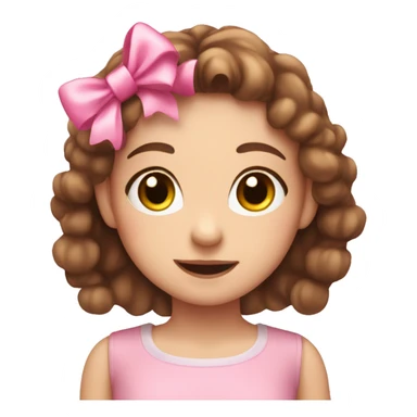A cute girl with brown hair and small pink bows an sparkles around her sticker