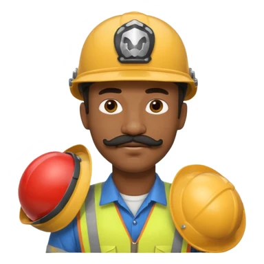 Mustached astronaut  black man holding helmet sticker