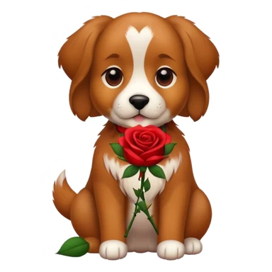 a dog with rose sticker