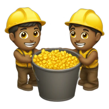 gold workers holding bucket full of gold nuggets sticker