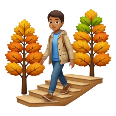 Character walking forward, seasons changing behind each step sticker