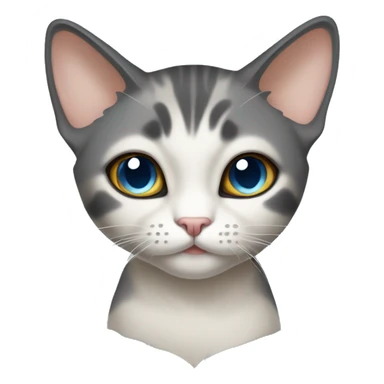 Thai breed cat with a warm cream body, dark gray face, ears, and paws. Short fur, sharp ears, and striking light blue eyes with an intense gaze. sticker