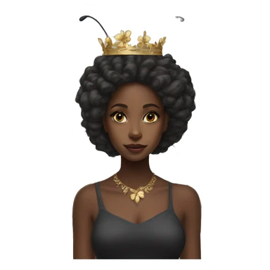 gorgeous-black girl-butterfly-crown-longhair sticker