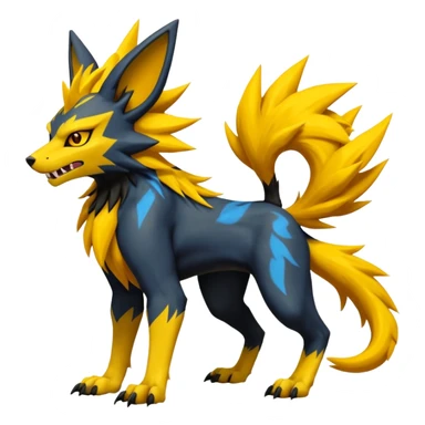 Feral Quadrupedal Digitigrade Luxray-Jolteon-Renamon-Zeraora-Vernid-fusion-hybrid-creature, full body  sticker