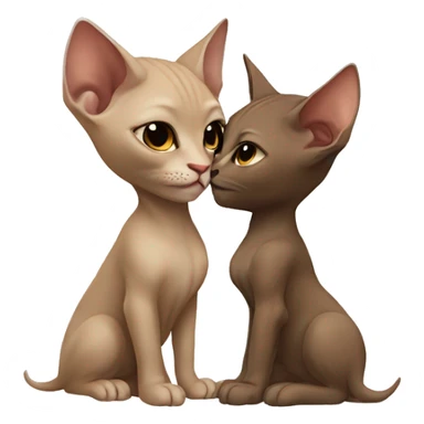 beige Sphinx cat and girl with long brown hair kissing it sticker