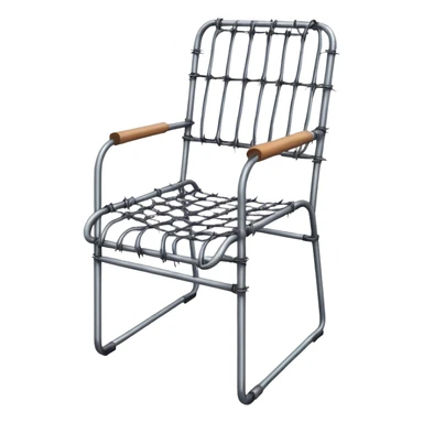 Steel chair wrapped in barbed wire sticker