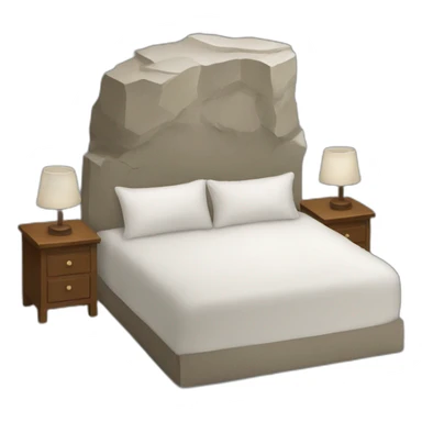 a bed made of rock. website sticker