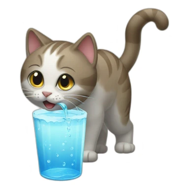 Cat with water being poured on it sticker