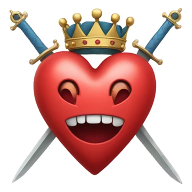 Heart with a crown and three swords in it sticker