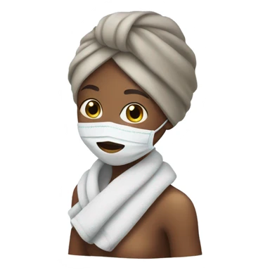 girl with face mask and towel  sticker
