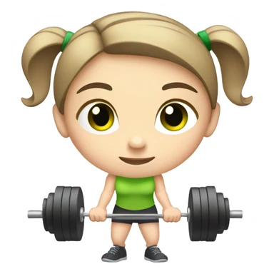 Pale girl with short brown hair and green eyes lifting weights sticker