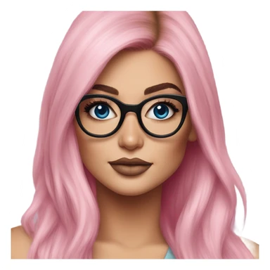 Photo Realistic kylie jenner stylish pink hair BLUE eyes and glasses classy sticker