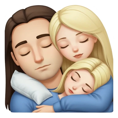 girl with long dark brown hair and pale skin sleeping with a man with blonde hair sticker