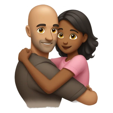 brown girl hugging her bald dad sticker