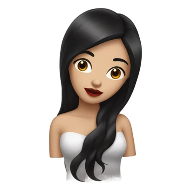 woman with black-brown long hair red lips sticker