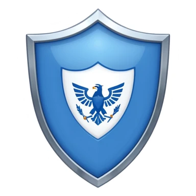 A shiny blue shield with a text white 7 in the middle and a flag animation sticker