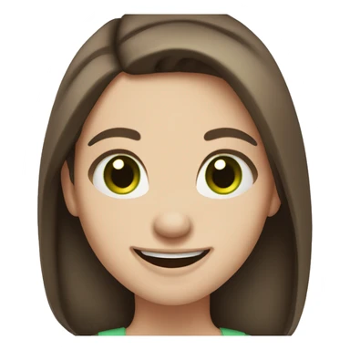 medium brown hair green eyes pale skin woman laughing nervously sticker