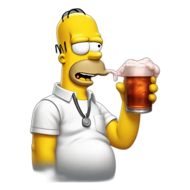 Homer Simpson drinking a Duff sticker
