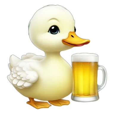baby white duck with a beer sticker