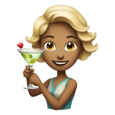 smiling girl with martini drink in hand sticker
