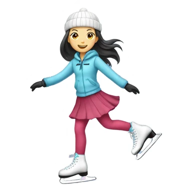 Ice skating girl asian sticker