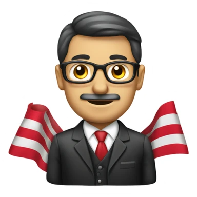 Hombre empresario agarrando una bandera sticker