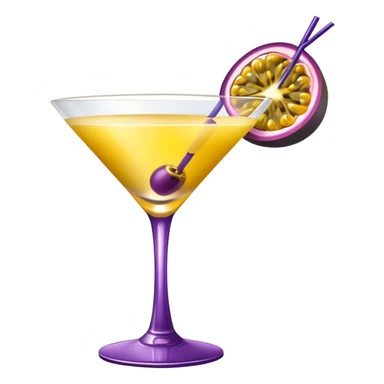 passionfruit martini with half passiofruit in drink sticker