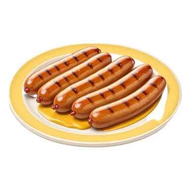 small sausages with mustard sticker